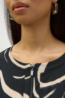 Print A-Line Dress - Black/parchment