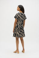 Print A-Line Dress - Black/parchment