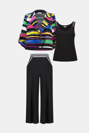 Stripe Print Boxy Blazer - Black/multi