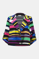 Stripe Print Boxy Blazer - Black/multi