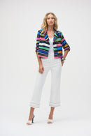 Stripe Print Boxy Blazer - Black/multi