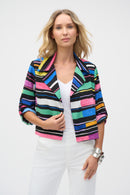 Stripe Print Boxy Blazer - Black/multi
