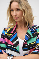 Stripe Print Boxy Blazer - Black/multi