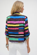 Stripe Print Boxy Blazer - Black/multi