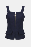 Twill Bustier Fitted Top - Midnight Blue