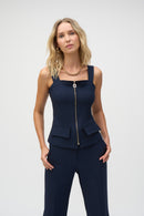 Twill Bustier Fitted Top - Midnight Blue