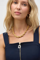 Twill Bustier Fitted Top - Midnight Blue