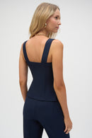 Twill Bustier Fitted Top - Midnight Blue