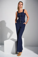 Flared Pull-On Trouser - Midnight Blue