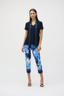 Print Cropped Trouser - Blue/vanilla
