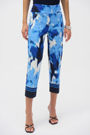 Print Cropped Trouser - Blue/vanilla