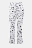 Print Straight Leg Trouser - Vanilla/black