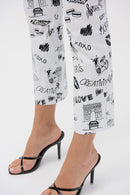 Print Straight Leg Trouser - Vanilla/black