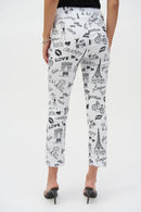 Print Straight Leg Trouser - Vanilla/black