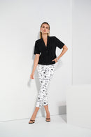 Print Straight Leg Trouser - Vanilla/black
