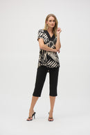 Tropical Print Flared Top - Black/moonstone