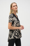 Tropical Print Flared Top - Black/moonstone