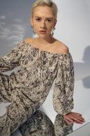 Python Print Flared Top - Beige/multi