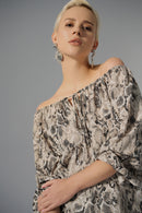 Python Print Flared Top - Beige/multi