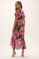 Signature Print Wrap Dress - Black/multi