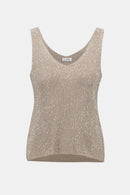 Metallic Rhinestones Camisole - Champagne