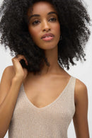 Metallic Rhinestones Camisole - Champagne