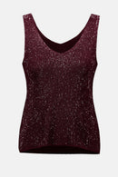 Metallic Rhinestone Camisole - Merlot