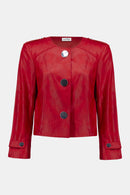Foiled Faux Suede Jacket - Radiant Red