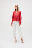 Foiled Faux Suede Jacket - Radiant Red