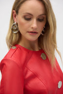 Foiled Faux Suede Jacket - Radiant Red