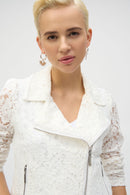 Lace Fitted Moto Jacket - Vanilla