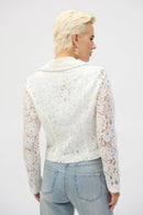 Lace Fitted Moto Jacket - Vanilla