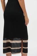 Open Stitch Stripe Skirt - Black/parchment