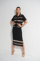 Open Stitch Stripe Skirt - Black/parchment