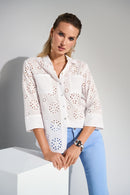 Embroidered Eyelet Blouse - White