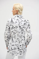 Conversational Print Blouse - White/black