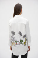 Conversational Print Blouse - White Multi