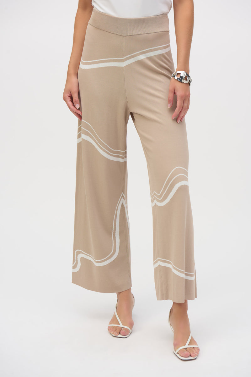 Abstract Culotte Trousers - Dune/ecru