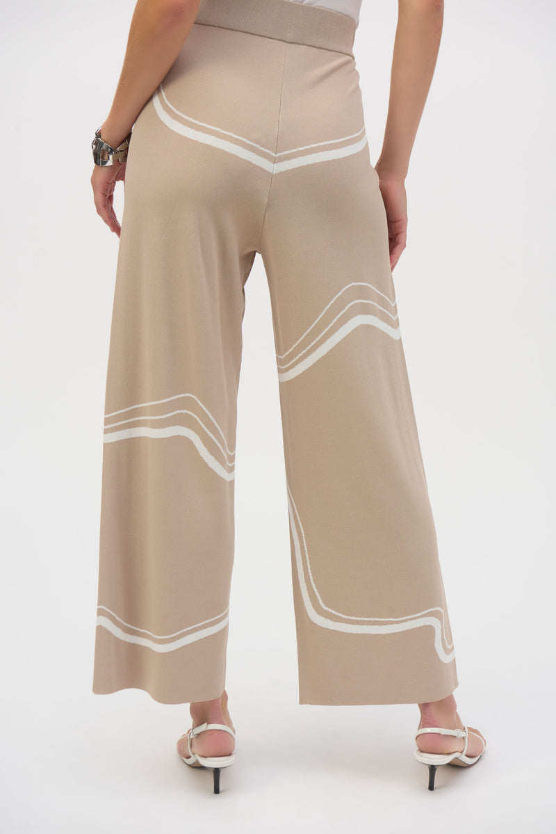 Abstract Culotte Trousers - Dune/ecru