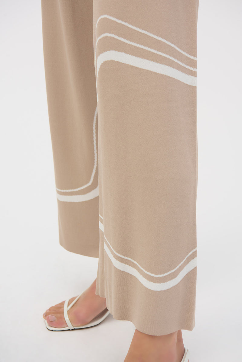 Abstract Culotte Trousers - Dune/ecru