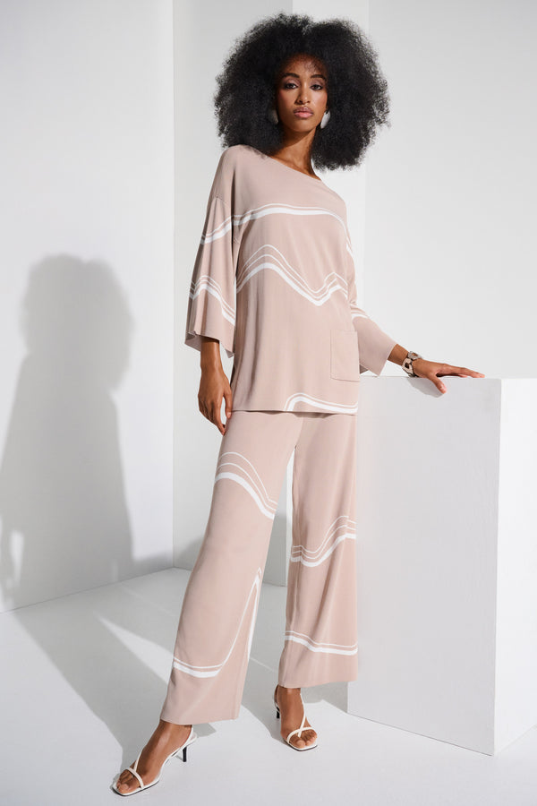 Abstract Culotte Trousers - Dune/ecru