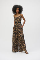 Print Wide Leg Jumpsuit - Beige/black