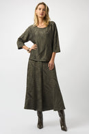 Pleated Satin Boxy Top - Avocado