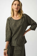 Pleated Satin Boxy Top - Avocado