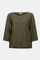 Pleated Satin Boxy Top - Avocado