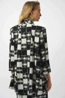 Jacquard Plaid Print Jacket - Black/cream