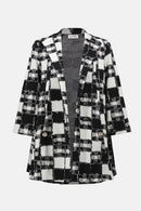 Jacquard Plaid Print Jacket - Black/cream