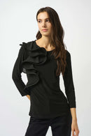 Fitted Ruffled Top - Black