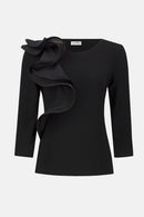 Fitted Ruffled Top - Black