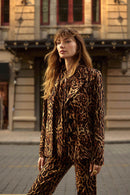 Animal Print Fitted Blazer - Black/brown